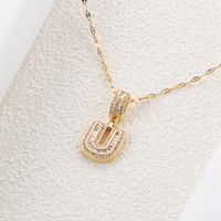 Stainless Steel 18K Gold Plated Hip-Hop Simple Style Plating Inlay Letter Zircon Pendant Necklace sku image 21