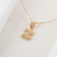 Stainless Steel 18K Gold Plated Hip-Hop Simple Style Plating Inlay Letter Zircon Pendant Necklace sku image 26