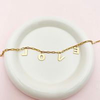 304 Stainless Steel 14K Gold Plated Simple Style Plating Letter Pendant Necklace main image 3
