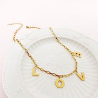 304 Stainless Steel 14K Gold Plated Simple Style Plating Letter Pendant Necklace main image 5