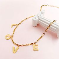 304 Stainless Steel 14K Gold Plated Simple Style Plating Letter Pendant Necklace main image 1
