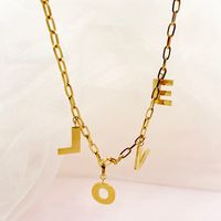 304 Stainless Steel 14K Gold Plated Simple Style Plating Letter Pendant Necklace main image 6