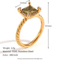 Vintage Style Simple Style Classic Style Color Block Square Stainless Steel Plating Inlay Rhinestones Zircon 18k Gold Plated Rings main image 5