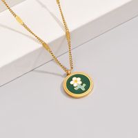 Vintage Style Simple Style Sunflower Titanium Steel Plating 18k Gold Plated Pendant Necklace main image 4