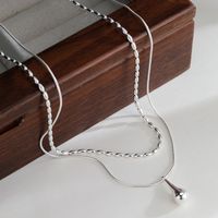 Elegant Wassertropfen Einfarbig Sterling Silber Überzug Versilbert Halskette Mit Anhänger main image 3