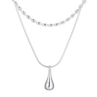 Elegant Wassertropfen Einfarbig Sterling Silber Überzug Versilbert Halskette Mit Anhänger main image 1