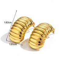 1 Pair Simple Style Spiral Stripe Shell Stainless Steel Ear Studs main image 5