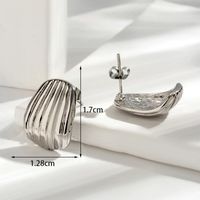 1 Pair Simple Style Spiral Stripe Shell Stainless Steel Ear Studs main image 4