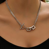 Vintage Style Geometric Solid Color Stainless Steel Titanium Steel Patchwork Plating Silver Plated Necklace sku image 1