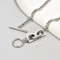 Vintage Style Geometric Solid Color Stainless Steel Titanium Steel Patchwork Plating Silver Plated Necklace main image 3