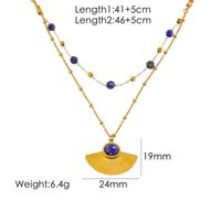 304 Stainless Steel 14K Gold Plated Vintage Style Plating Inlay Sector Natural Stone Pendant Necklace sku image 1