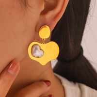 1 Pair IG Style Vintage Style Splicing Heart Shape Pearl Polishing Plating Inlay 304 Stainless Steel Artificial Pearls 18K Gold Plated Drop Earrings main image 1