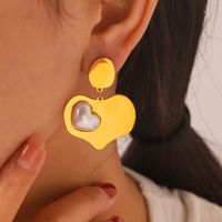 1 Par Estilo IG Estilo Vintage Empalme Forma De Corazón Perla Pulido Enchapado Embutido Acero Inoxidable 304 Perlas Artificiales Chapados en oro de 18k Pendientes De Gota main image 1