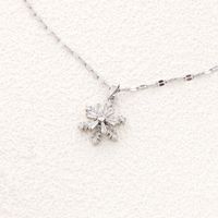 Simple Style Snowflake Stainless Steel Plating Inlay Zircon Pendant Necklace main image 3