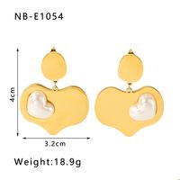 1 Pair IG Style Vintage Style Splicing Heart Shape Pearl Polishing Plating Inlay 304 Stainless Steel Artificial Pearls 18K Gold Plated Drop Earrings sku image 1