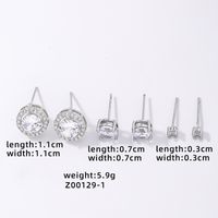 Simple Style Round Copper Plating Inlay Zircon White Gold Plated Ear Studs sku image 1