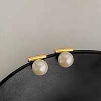 1 Pair Sweet Shiny Pearl Plating Sterling Silver Silver Plated Ear Studs main image 1