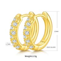 Elegant Solid Color Sterling Silver Gra Inlay Moissanite Rose Gold Plated White Gold Plated Gold Plated Earrings sku image 2