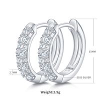 Elegant Solid Color Sterling Silver Gra Inlay Moissanite Rose Gold Plated White Gold Plated Gold Plated Earrings sku image 3