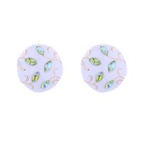 1 Pair Elegant Round Enamel Inlay Alloy Rhinestones Gold Plated Ear Studs main image 5