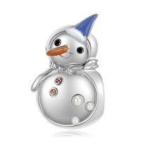 Simple Style Classic Style Snowman Sterling Silver Epoxy Inlay Pearl Charms Jewelry Accessories main image 3