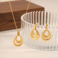 304 Stainless Steel Vintage Style Polishing Plating Water Droplets Jewelry Set main image 8