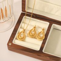 304 Stainless Steel Vintage Style Polishing Plating Water Droplets Jewelry Set main image 7
