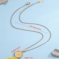 Wholesale Retro Roman Style Round Letter Titanium Steel Plating 18k Gold Plated Pendant Necklace main image 2