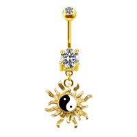 Streetwear Cactus Star Feather Stainless Steel Copper Plating Inlay Rhinestones Rose Gold Plated White Gold Plated Gold Plated Belly Ring sku image 7