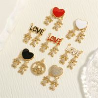 Romantic Simple Style Cartoon Character Letter Heart Shape Copper Enamel Inlay Zircon 18k Gold Plated Charms main image 1