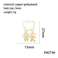 Romantic Simple Style Cartoon Character Letter Heart Shape Copper Enamel Inlay Zircon 18k Gold Plated Charms sku image 5