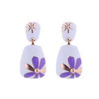 1 Pair Simple Style Flower Enamel Alloy Drop Earrings sku image 2