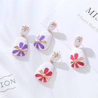 1 Pair Simple Style Flower Enamel Alloy Drop Earrings main image 2