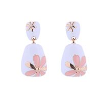 1 Pair Simple Style Flower Enamel Alloy Drop Earrings sku image 3