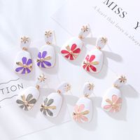 1 Pair Simple Style Flower Enamel Alloy Drop Earrings main image 1