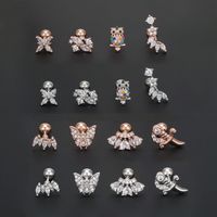 1 Piece Ig Style Simple Style Animal Flower Plating Inlay Brass Zircon 18k Gold Plated White Gold Plated Ear Studs main image 4