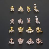 1 Piece Ig Style Simple Style Animal Flower Plating Inlay Brass Zircon 18k Gold Plated White Gold Plated Ear Studs main image 5