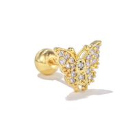 1 Piece Ig Style Simple Style Animal Flower Plating Inlay Brass Zircon 18k Gold Plated White Gold Plated Ear Studs main image 6