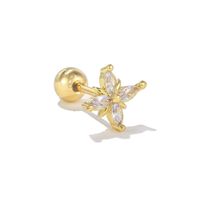 1 Piece Ig Style Simple Style Animal Flower Plating Inlay Brass Zircon 18k Gold Plated White Gold Plated Ear Studs sku image 5