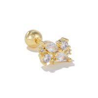 1 Piece Ig Style Simple Style Animal Flower Plating Inlay Brass Zircon 18k Gold Plated White Gold Plated Ear Studs sku image 7