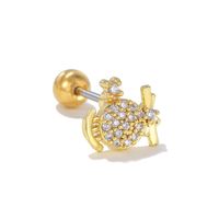 1 Piece Ig Style Simple Style Tiger Butterfly Plating Inlay Brass Zircon 18k Gold Plated White Gold Plated Ear Studs main image 1