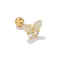 1 Piece Ig Style Simple Style Tiger Butterfly Plating Inlay Brass Zircon 18k Gold Plated White Gold Plated Ear Studs sku image 9