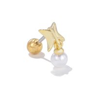 1 Piece Ig Style Simple Style Tiger Butterfly Plating Inlay Brass Zircon 18k Gold Plated White Gold Plated Ear Studs sku image 3