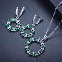 Elegant Round Copper Plating Inlay Artificial Gemstones White Gold Plated Rhodium Plated Earrings Necklace main image 1