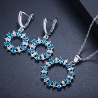 Elegant Round Copper Plating Inlay Artificial Gemstones White Gold Plated Rhodium Plated Earrings Necklace main image 10