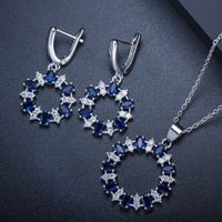 Elegant Round Copper Plating Inlay Artificial Gemstones White Gold Plated Rhodium Plated Earrings Necklace main image 6