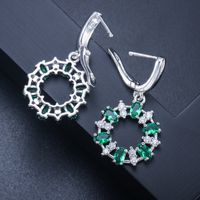 Elegant Round Copper Plating Inlay Artificial Gemstones White Gold Plated Rhodium Plated Earrings Necklace main image 3