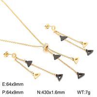 Stainless Steel Titanium Steel 18K Gold Plated Simple Style Commute Plating Geometric Earrings Necklace sku image 3