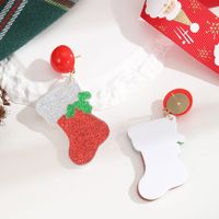 1 Pair Cute Christmas Socks Arylic Drop Earrings main image 5