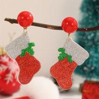 1 Paire Mignon Chaussettes De Noël Arylique Boucles D'oreilles main image 1